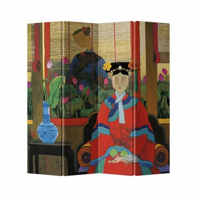 Image de Fine Asianliving Paravent Séparation de pièce Mur espagnol Room Divider Séparateur de pièce Protection visuelle Japonais Oriental Chinois L160xH180cm Toile imprimée double face Asiatique