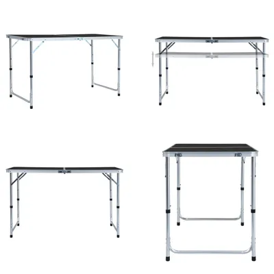 Produktbild von vidaXL Klappbarer Campingtisch Grau Aluminium 120 x 60 cm - Camping-Tisch - Camping-Tische - Campingtisch - Campingtische