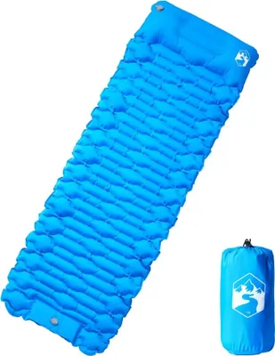 Image de Matelas de camping autogonflant avec oreiller 1 personne bleu