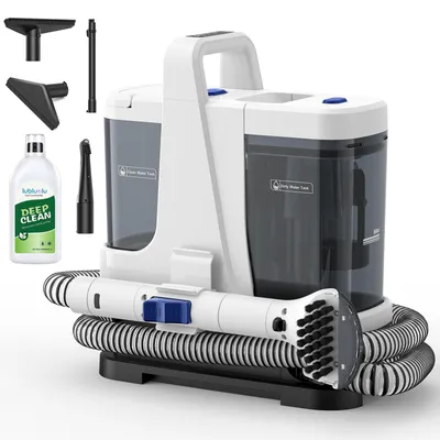 Productafbeelding van Lubluelu V9 Stoomreiniger voor bekleding, waszuiger met stoomfunctie, 60°C warm water, 16.500 Pa, geschikt voor autoreiniging en tapijten, inclusief 1 liter reinigingsmiddel, kleur: wit