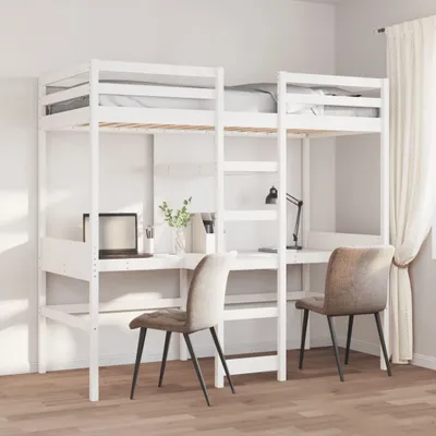 Zdjęcie produktu dla Maison Exclusive - Łóżko na antresoli, bez materaca, białe, 90x190 cm, sosnowe