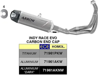 Produktbild von ARROW Indy Race Evo Komplettauspuff Aluminium mit Vergaserabdeckung für Kawasaki Z 650