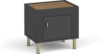 Produktbild von Nachtschrank Mossa Mo11 Nachttisch 48X47X36Cm 1 Türiger Nachtkästchen Schwarz