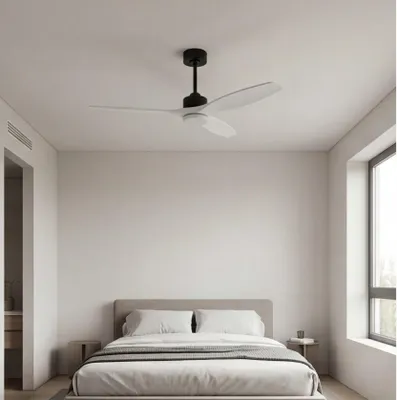 Immagine prodotto di Forlight - Ventilatore a soffitto Stem Evo, diametro 1320 mm, motore DC silenzioso, 30W + 20W LED, LED integrati, temperatura di colore regolabile, 3000K - 4000K - 5000K, dimmerabile, colore nero, pale bianche