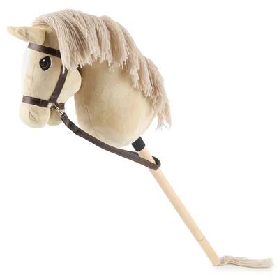 Produktbild von Bieco Hobby Horse Steckenpferd Beige - Größe M, mit Trense | abnehmbarer Stock & Schweif, für Springreiten, Dressur & Spielen | Hobby Horse Pferde