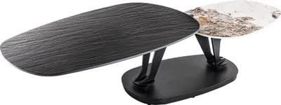 Produktbild von riess-ambiente Design Couchtisch MOVEMENT rund drehbar schwarz / Pandora Keramik schwarzes Metallgestell