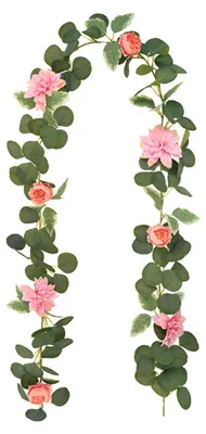 Produktbild von Künstliche Eukalyptusgirlande mit Blüten, künstliches Grün, Tischdekoration für Hochzeiten, Partys, Zeremonien, Hintergrund, Bogendekoration
