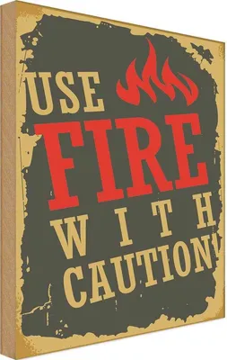 Produktbild von vianmo Holzschild 40x30 cm use fire with caution! Warnschild Hinweisschild