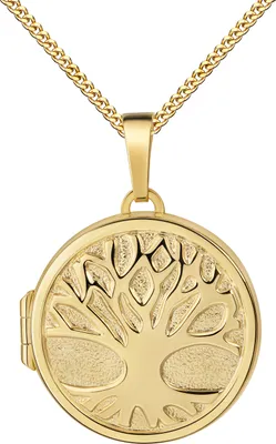 Produktbild von Medaillon Anhänger Gold 333 BAUM DES LEBENS Anhänger rund  Bilderamulett + KETTE 45 cm