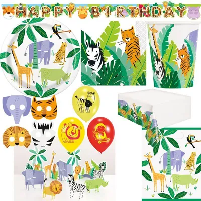 Produktbild von Dschungel Partydeko Set Partyartikel Kindergeburtstag Dekoration Party Deko