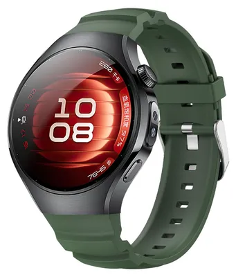 Image de Pour Huawei Watch 5 42mm silicone classique boucle métallique de remplacement Smart Watch bracelet vert foncé