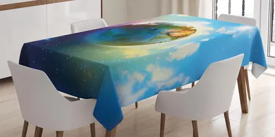 Produktbild von ABAKUHAUS Erde Tischdecke, Erde-Weltraum-Szene in lebhafter Farbe-verzauberter Kosmos-Atmosphären-Bild-Druck, 140 x 170 cm, Blau Violett