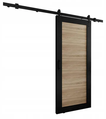Produktbild von KierMoebel Schiebetür Komplettset LOFT ADIO 2 Schwarz & Sonoma 106x205x3,2 cm, Wohnzimmer Schiebetür