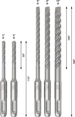 Produktbild von PRO SDS plus-5X Hammerbohrer-Set, 5/6/6/8/10 mm, 5-tlg.