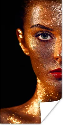 Produktbild von MuchoWow® Poster Make-up - Gold - Frau - Luxus - Glitzer - Kunst 20x40 cm - Plakat - Foto