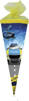 Produktbild von Nestler Schultüte 22cm rund Tüllverschluss mit Textilborte "Sonderkommando"