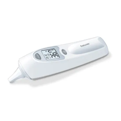 A white Beurer ear thermometer is shown against a white background.