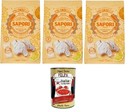Produktbild von Sapori Colombelle Agrumi Geschmacksrichtungen Colombelle Zitrus-Mandel-Gebäck 3x127 g+ Italian Gourmet polpa 400g