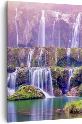 Produktbild von Bild auf Leinwand - Leinwandbild - Einteilig - Wasserfall Natur - 70x100cm - Wand Bild - Wanddeko - Wandbilder - Leinwanddruck - Wanddekoration - Leinwand bilder - Wandbild - PA70x100-3893