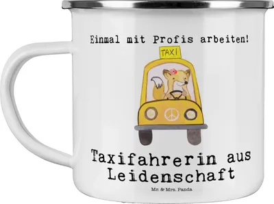Produktbild von Mr. & Mrs. Panda Pott Taxifahrerin Leidenschaft - Weiß - Geschenk, Haferl, Reisebecher, Teetasse, becher emaille, Tasse