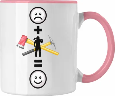 Produktbild von Trendation - Feuerwehr Tasse Geschenk für Feuerwehrmann Lustige Geschenkidee :( + Feuerwehr = :) Geburtstag (Rosa)
