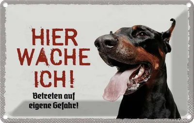 Produktbild von vianmo Blechschild 12x18 cm Dobermann hier wache eigene Gefahr Hund