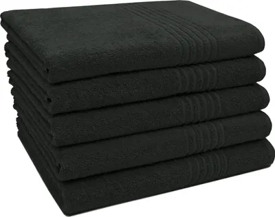 Produktbild von Duschtuch 5er Set,  Baumwolle, 70x140 cm, schwarz