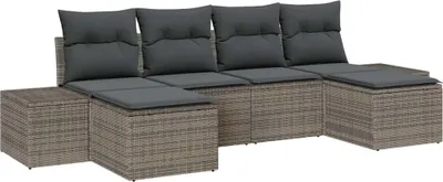 Obrázek produktu pro vidaXL Zahradní sedací souprava s polštáři s úložným prostorem 4 ks Grey Poly-Rattan