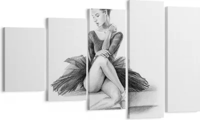 Produktbild von Bild auf Leinwand - Leinwandbild - 5 Teile - Ballerina Zeichnung Bleistift - 100x60cm - Wand Bild - Wanddeko - Wandbilder - Leinwanddruck - Bilder - Wanddekoration - Leinwand bilder - EG100x60-4496
