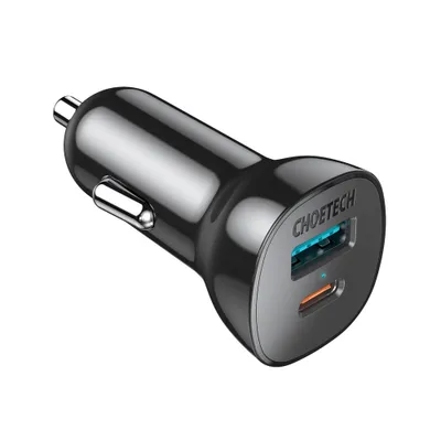 Zdjęcie produktu dla Ładowarka samochodowa Choetech 38W QC3.0+PD20W (czarna)