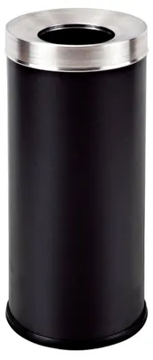 Immagine prodotto di Cestino Gettacarte Ø25,8 cm in Metallo Nero Opaco 12L con Coperchio Conico