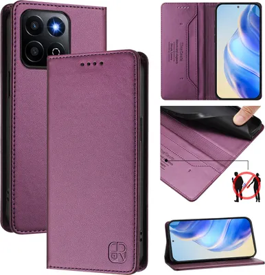 Produktbild von Lederhülle für Honor 200 Smart Hülle Flip Brieftasche Kartenfächern Ständer Schutzhülle Lila