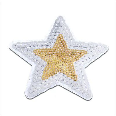 Produktbild von Stern Mit Pailletten - Aufnäher, Bügelbild, Aufbügler, Applikationen, Patches, Flicken, Zum Aufbügeln, Größe: 7,5 x 7,9 cm