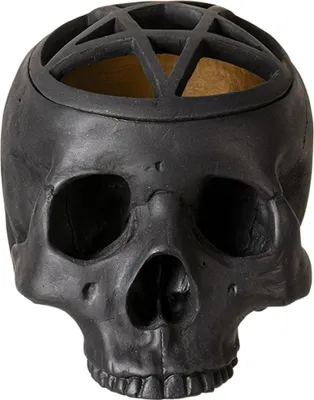 Produktbild von Schwarzer Pentagramm Totenkopf als Heavy Metal & Gothic Deko 17 cm