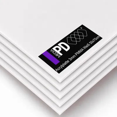 Produktbild von Acrylglasplatte Milchig Opal 50x70 cm 3mm PMMA Acrylglas GS 5 Stück Set gegossen Bastelplatte Kunststoffplatte Laser Großformat