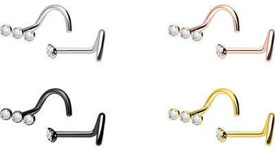 Produktbild von Nasenpiercing, Nasenstecker Titan Nasenstecker Spirale 3 KRISTALLE