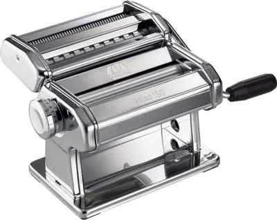 Produktbild von Marcato Atlas 150 Wellness, Manuelle Nudelmaschine, Fettuccine, Lasagne, Taglierini, Aluminium, Chrom, 15 cm, 0,6 mm