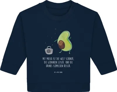 Produktbild von Mr. & Mrs. Panda Organic Baby Pullover Avocado Tanzen 12. - 18. Monat - French Navy - Geschenk, Party, Singen, Bullover, Urlaub, Musik