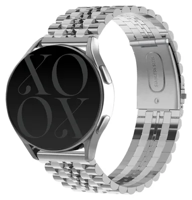 Produktbild von Uhrenarmband aus Edelstahl, Silber, 20 mm, für Smartwatch, mit Schmetterlingsverschluss