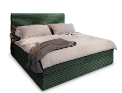 Produktbild von Masseno Boxspringbett PISA 160x200 cm Komplett-Set mit Bonell Matratze und Topper, Polsterbett mit Bettkästen -Grün, TILIA 39