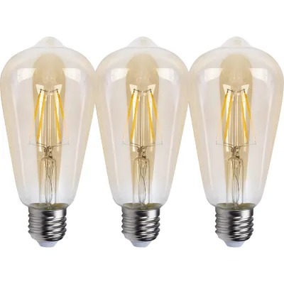 Produktbild von 3 x LED Filament Edison ST64 Leuchtmittel 4W E27 Gold extra warmweiß 2500K