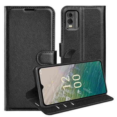 Obrázok produktu pre Pre mobilný telefón Nokia C32 puzdro Black Leatherette Case Cover Case Book New