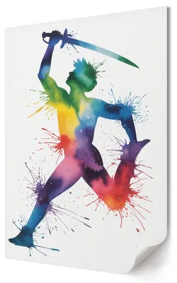 Produktbild von Regenbogenfigur- Kunstdruck A1 (59x84 cm) - Künstlerisch, ausdrucksstark- Wandbild für Wohnzimmer Schlafzimmer & Flur, Modernes Poster Wanddeko, Ungerahmt