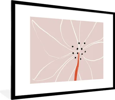 Produktbild von MuchoWow® Gerahmtes Poster Blumen - Abstrakt - Pastell 80x60 cm - Poster mit Schwarzem Bilderrahmen Wandposter Rahmen Foto Bilder - Schlafzimmer-Dekorationen - Fotoposter