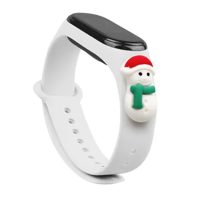 Produktbild von Ersatz-Silikonarmband Xmas für Xiaomi Mi Band 4/Mi Band 3, Weiß-Schneemann1