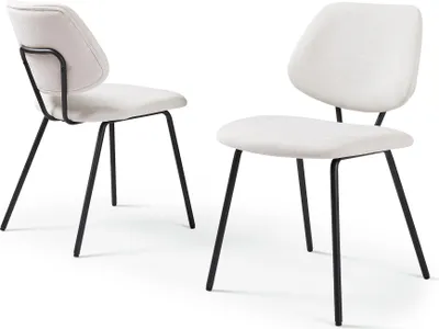 Immagine prodotto di Sedia da pranzo 'Köma' set di 2 sedie imbottite con struttura in metallo e tessuto beige