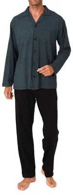 Produktbild von Normann Herren Langarm Schlafanzug Pyjama zum durchknöpfen, auch in Übergrössen ; blau , 58