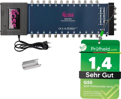 Produktbild von GSS 9/24 Multischalter für Quattro & Quad LNB, Multiswitch für 2 Satelliten & 24 Teilnehmer (Fernseher, Sat Receiver), 4K Antennenverteiler, für Satellitenschüssel Satanlage
