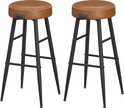 Produktbild von VASAGLE ECHO Kollektion Barhocker, 2er Set, Barstuhl, Kunstleder, 76,2 cm hoch, karamellbraun