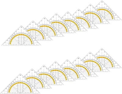 Produktbild von Geometrie-Dreieck Lineal Set, 16-teilig, 15,7 cm, für Schule und Büro